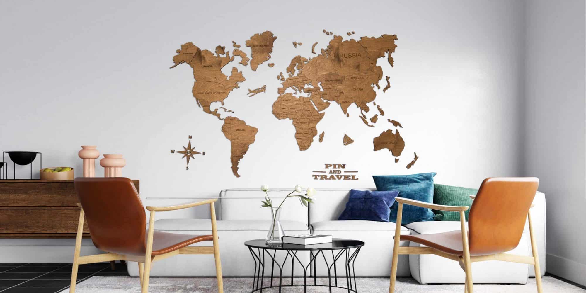 mediniai pasaulio žemėlapiai ant sienos