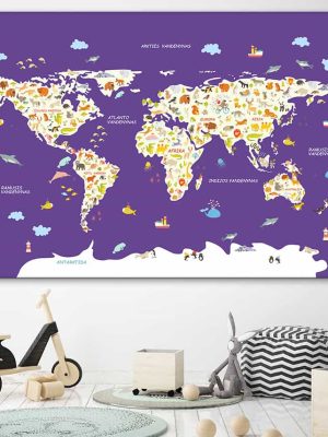 Violetinis - lietuviškas pasaulio žemėlapis vaikams