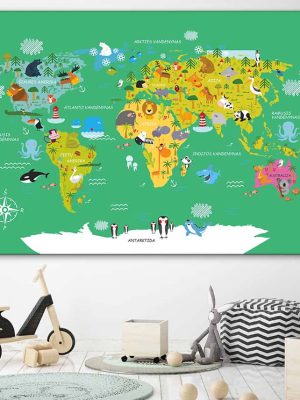 Žalias - lietuviškas pasaulio žemėlapis vaikams