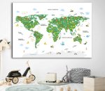 Žaliai baltas - lietuviškas pasaulio žemėlapis vaikams
