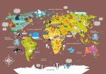 Rudai spalvotas - lietuviškas pasaulio žemėlapis vaikams