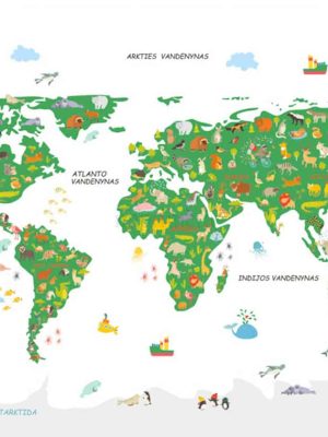 Vaikiškas žemelapis ant sienos baltas zalias, vaikiški žemėlapiai,vaikiškas pasaulio žemėlapis vaikams5