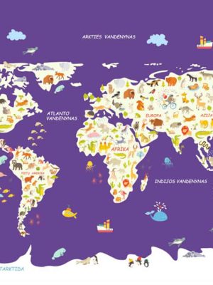 Vaikiškas žemelapis ant sienos violetinis, vaikiški žemėlapiai,vaikiškas pasaulio žemėlapis vaikams5