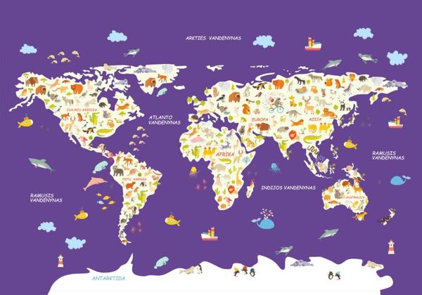 Violetinis - lietuviškas pasaulio žemėlapis vaikams